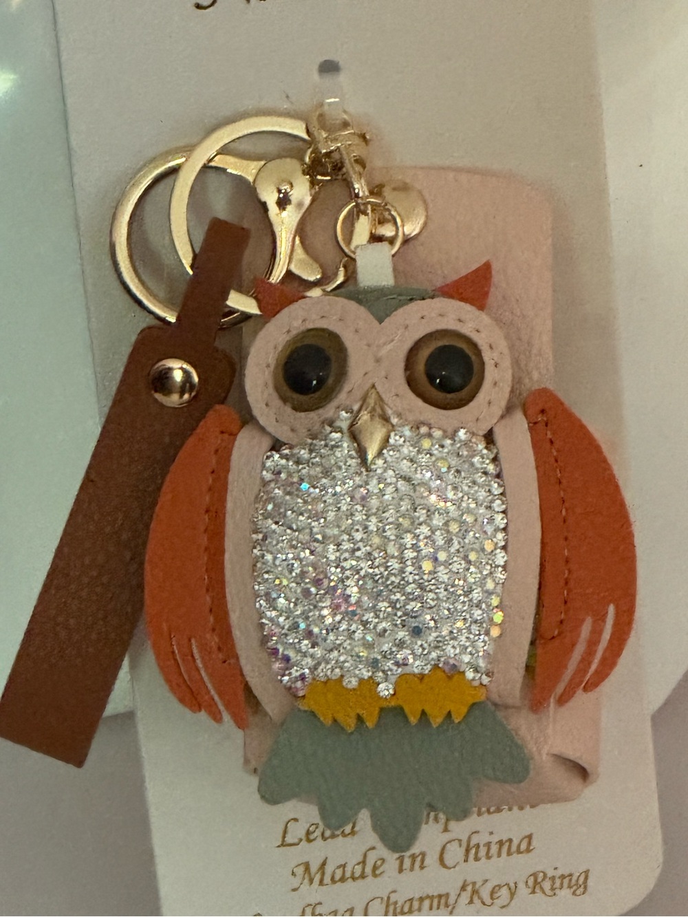 Sparkle Owl Keychain Bag Charm